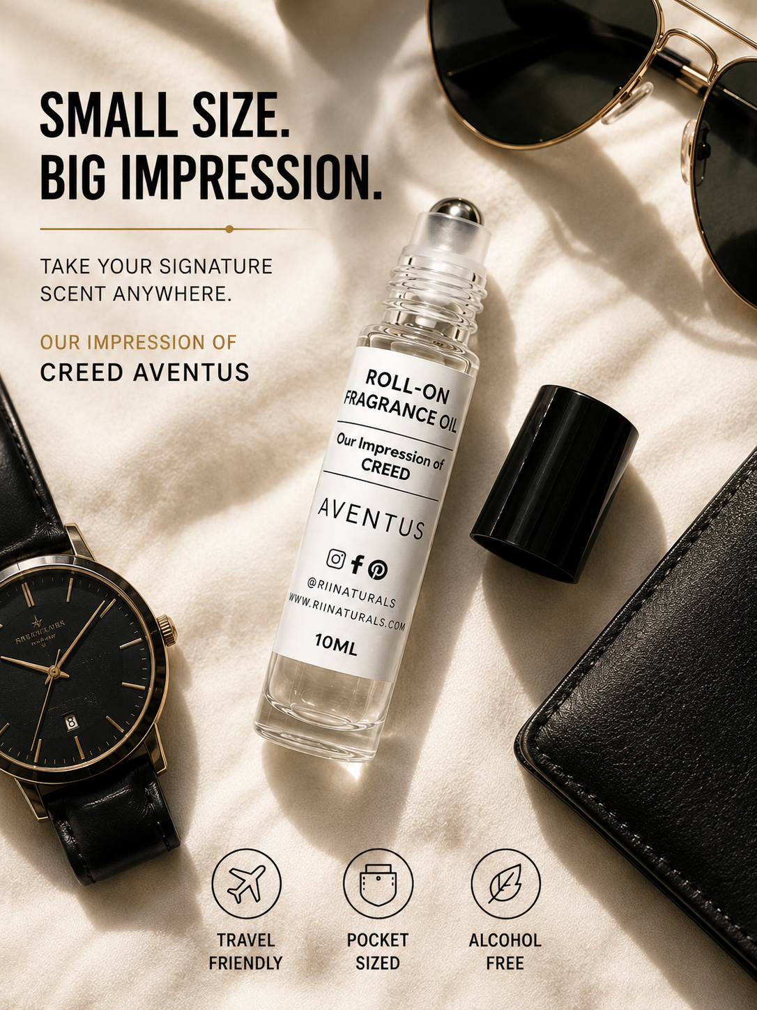 Inspired by Aventus, Long Lasting Fragrance Oil, Alcohol-Free Travel Size (10ml)