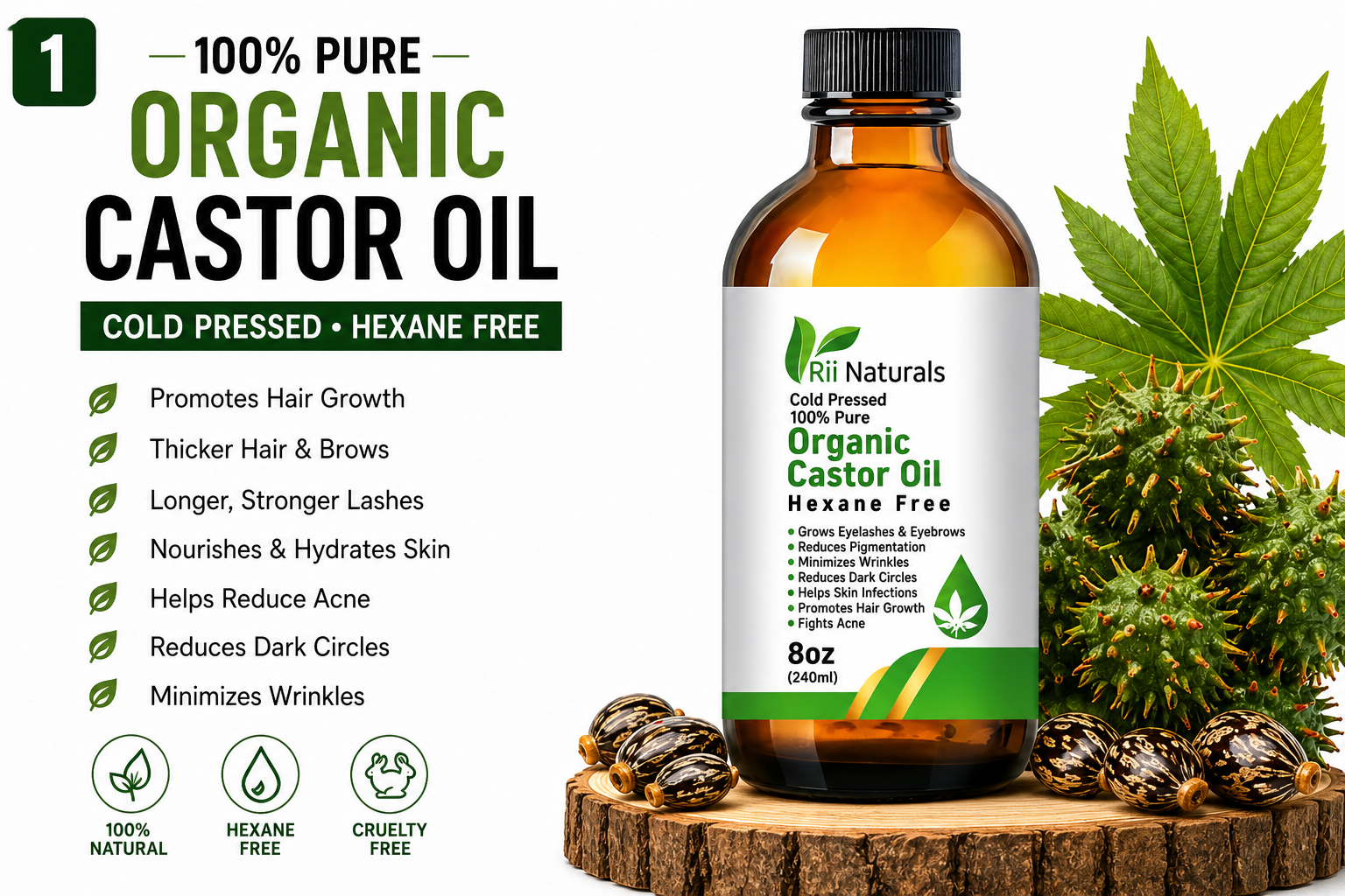 Organic Castor Oil 8oz 240ml