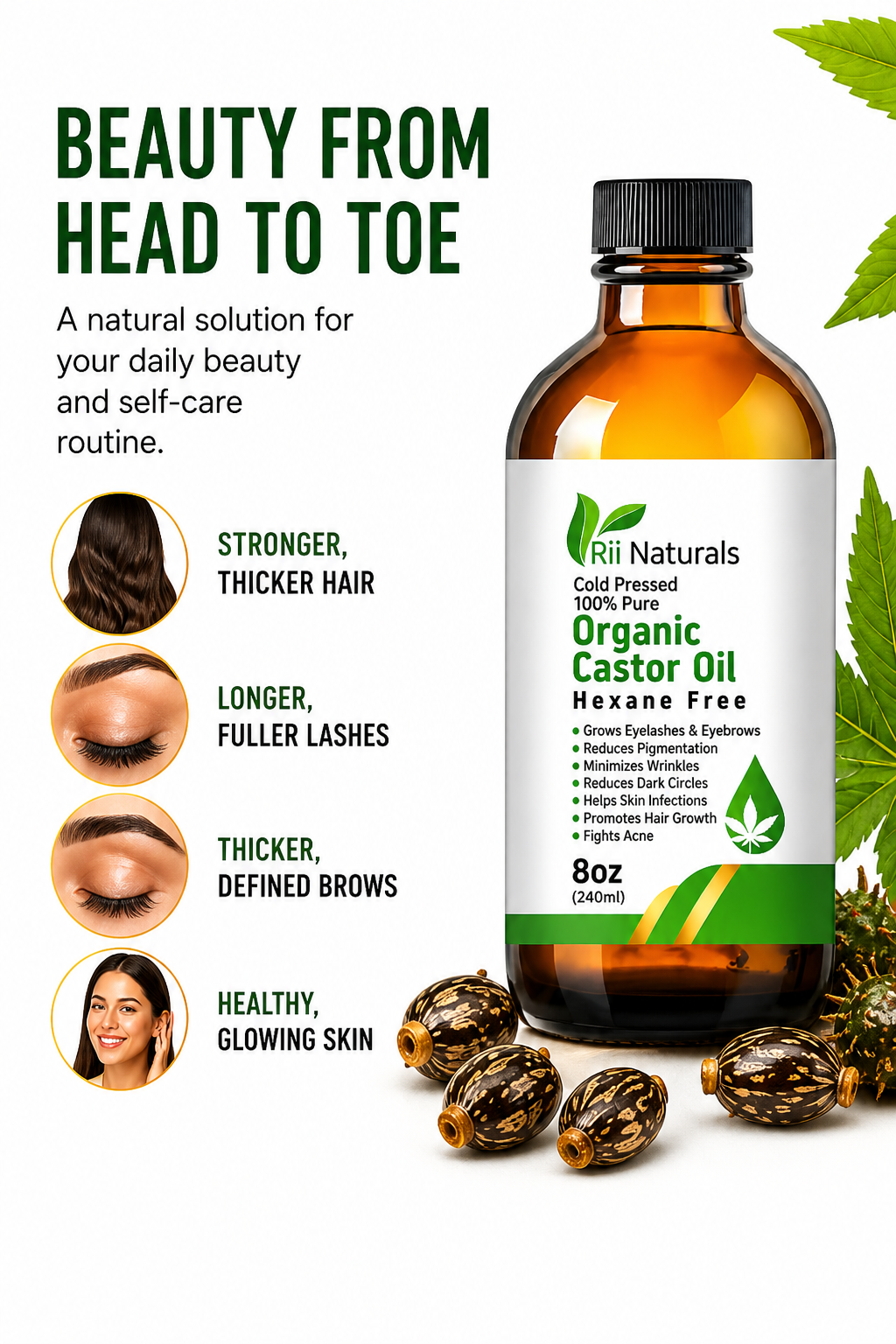 Organic Castor Oil 8oz 240ml