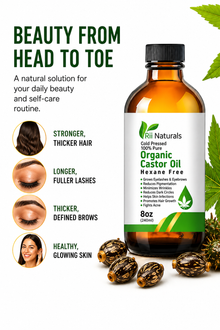 Organic Castor Oil 8 oz – Hexane Free Oil for Hair, Skin & Body