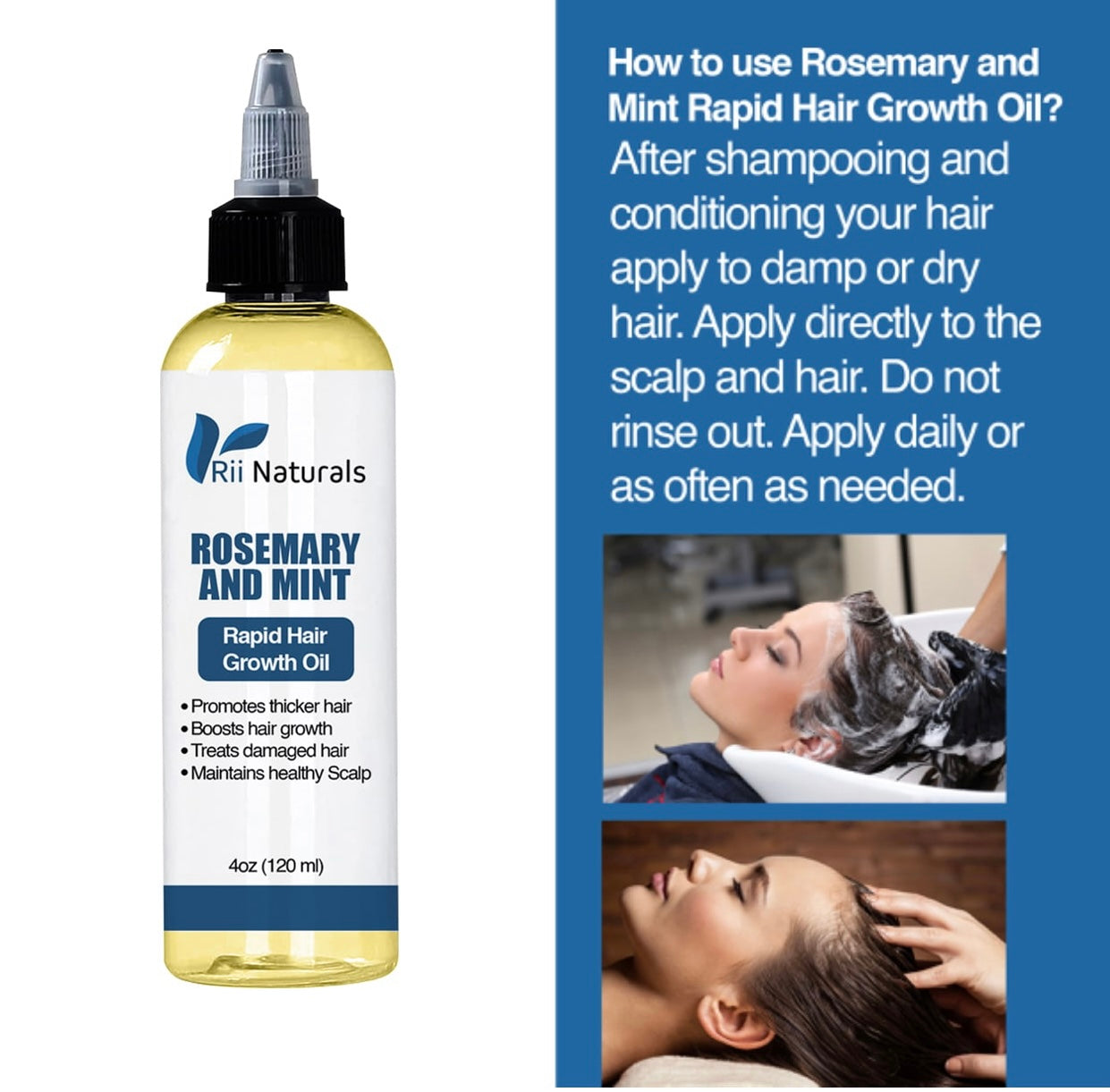 Rosemary and Mint Rapid Hair Growth Oil 4oz (120 ml)