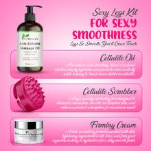Sexy Legs Kit - Anti Cellulite Massage Oil, Firming Cream & Body Scrubber Massager 3-in-1 BUNDLE