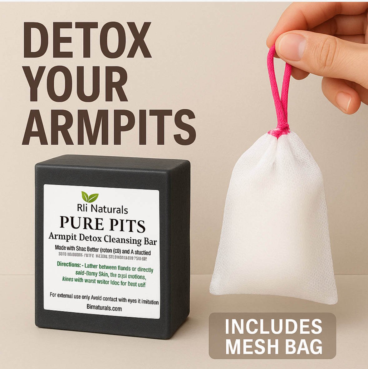 Activated Charcoal Soap Bar For Armpit Detox Cleanse 2-PACK