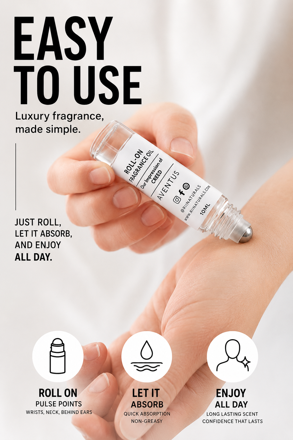 Inspired by Aventus, Long Lasting Fragrance Oil, Alcohol-Free Travel Size (10ml)