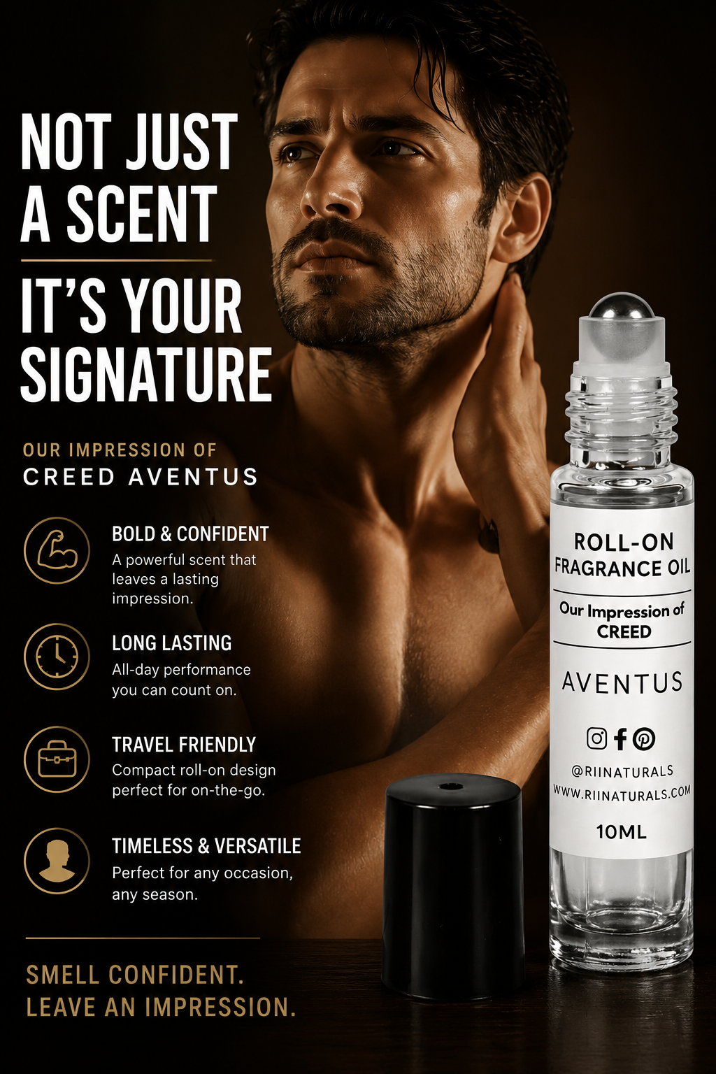 Inspired by Aventus, Long Lasting Fragrance Oil, Alcohol-Free Travel Size (10ml)