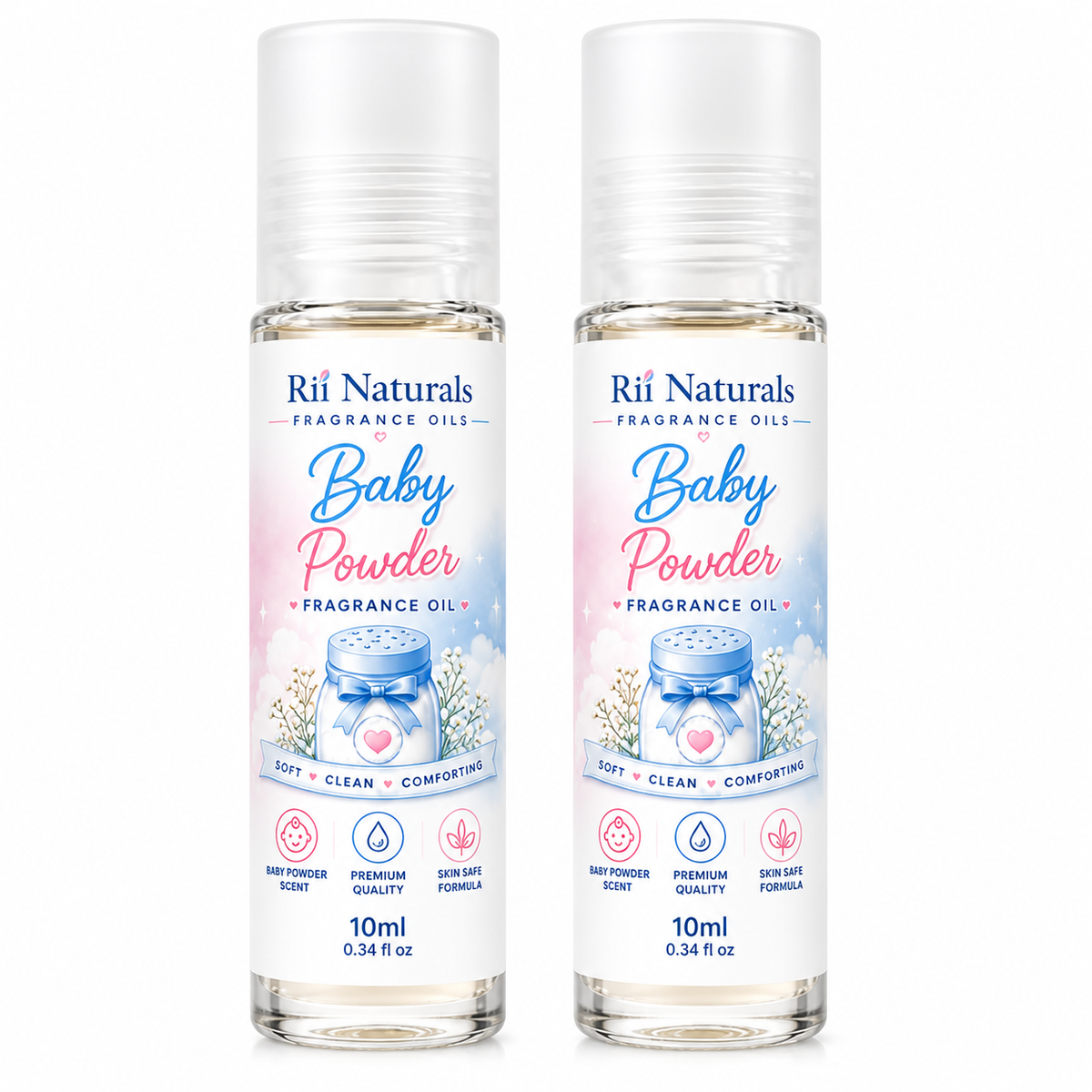 Baby Powder Perfume Oil 2-Pack | 10ml Roll-On | Rii Naturals