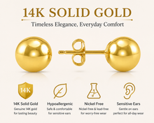 14K Solid Gold Ball Stud Earrings 4mm – Hypoallergenic Earrings