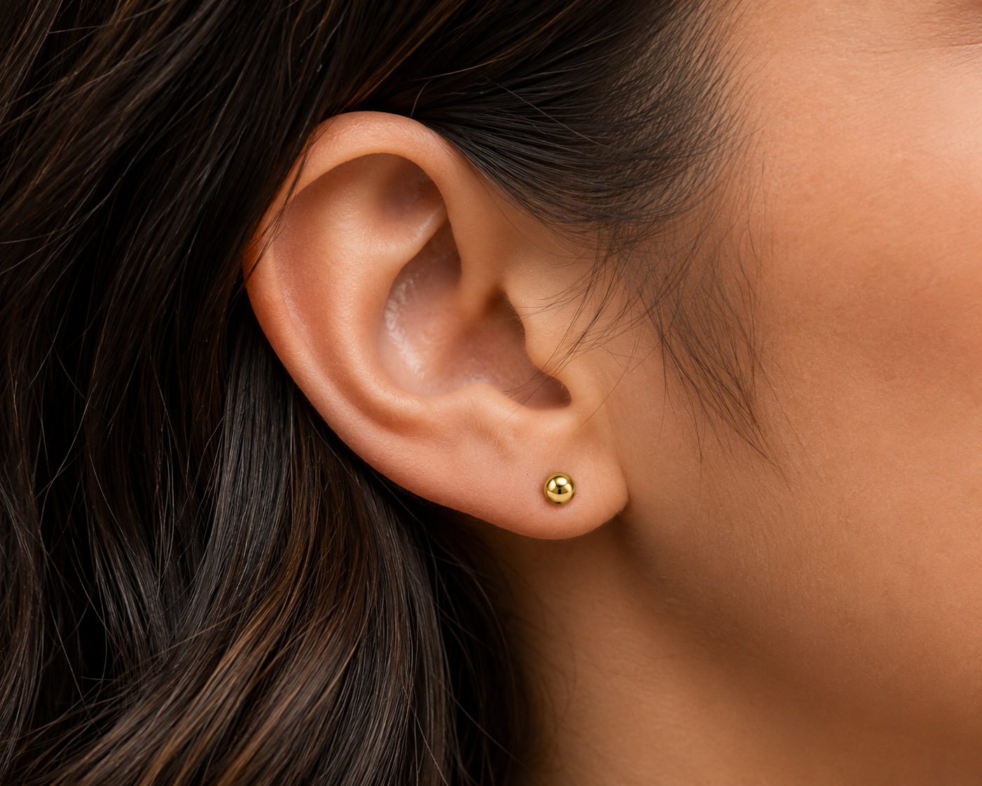 14K Solid Gold Ball Stud Earrings 4MM
