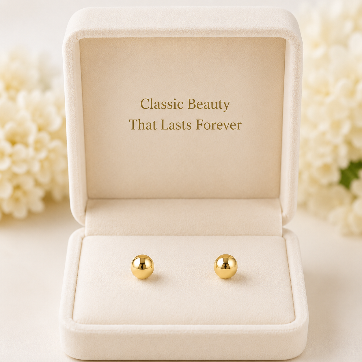 14K Solid Gold Ball Stud Earrings 4MM