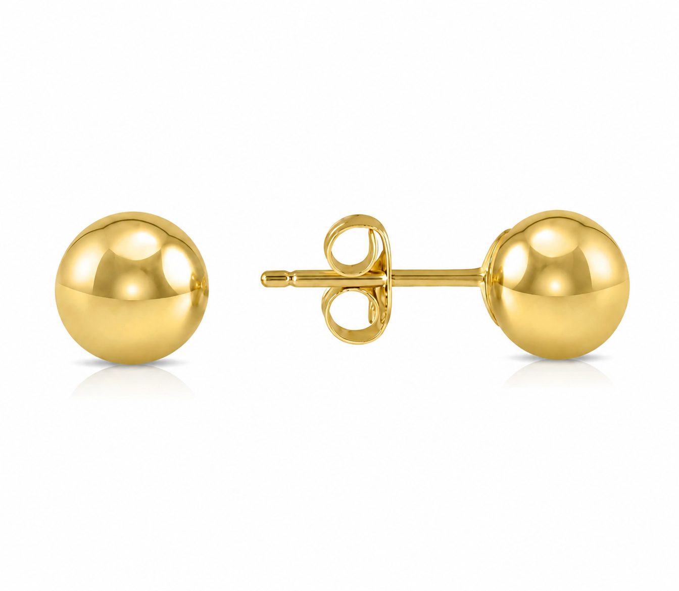 14K Solid Gold Ball Stud Earrings 4MM