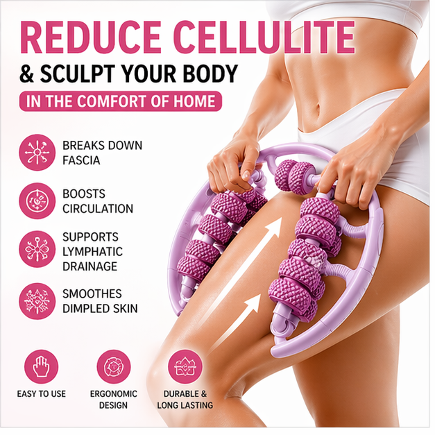 Cellulite Massage Roller & Oil for Silky Radiant Soothing Flawless Smooth Gentle Skin